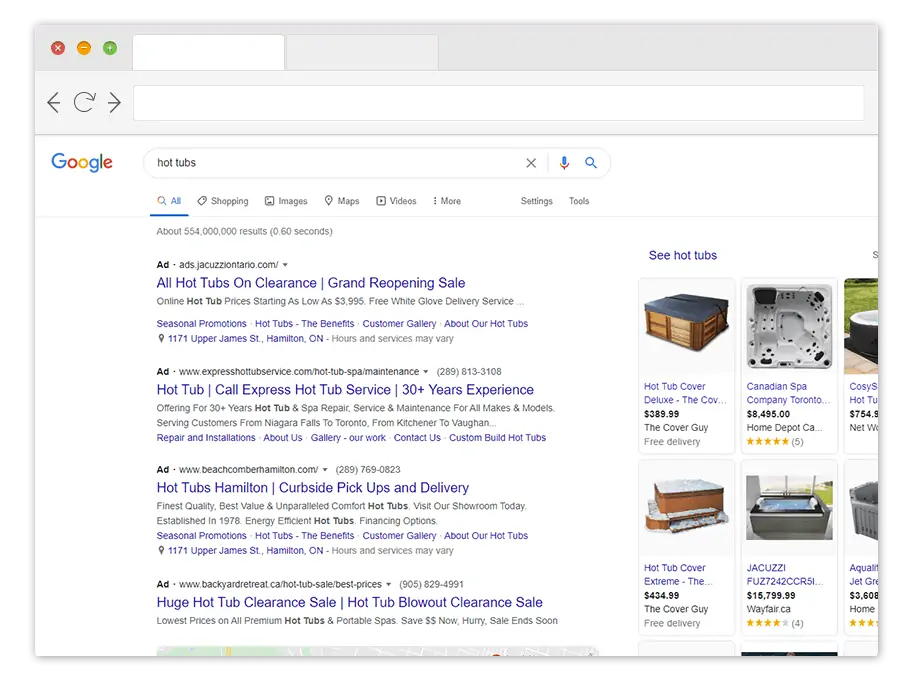 google ads results