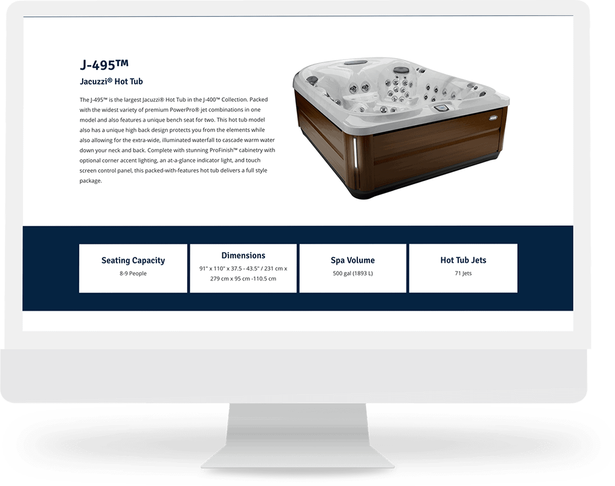 hot tub model page design