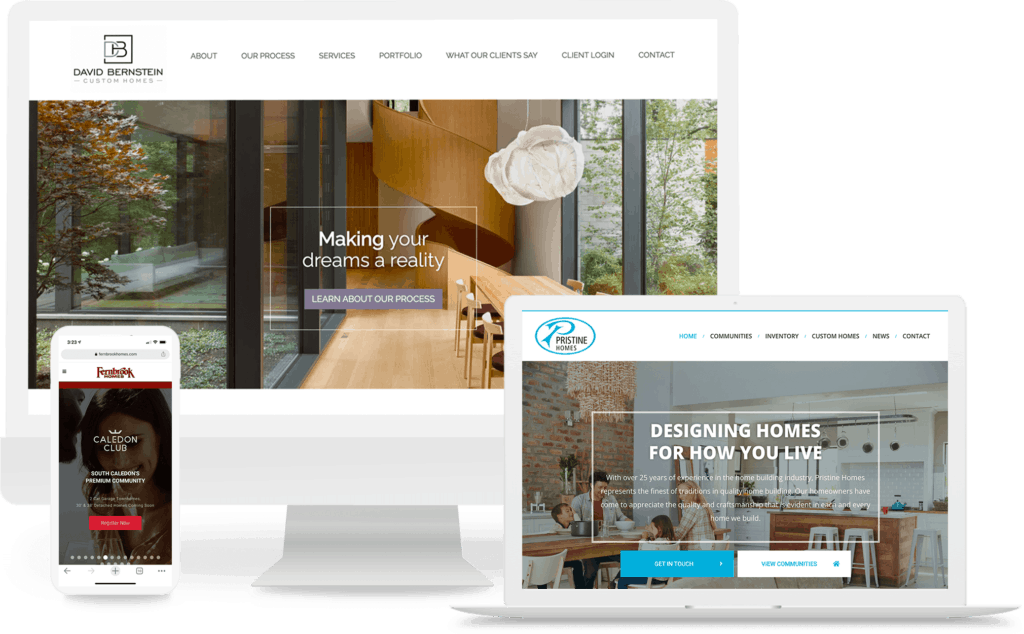 mockup of home builder and developer websites