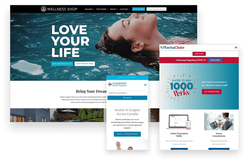 IMP Digital web design mockups
